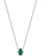 Karma and Luck Malachite Hamsa Pendant Necklace in Sterling Silver Peaceful Mind