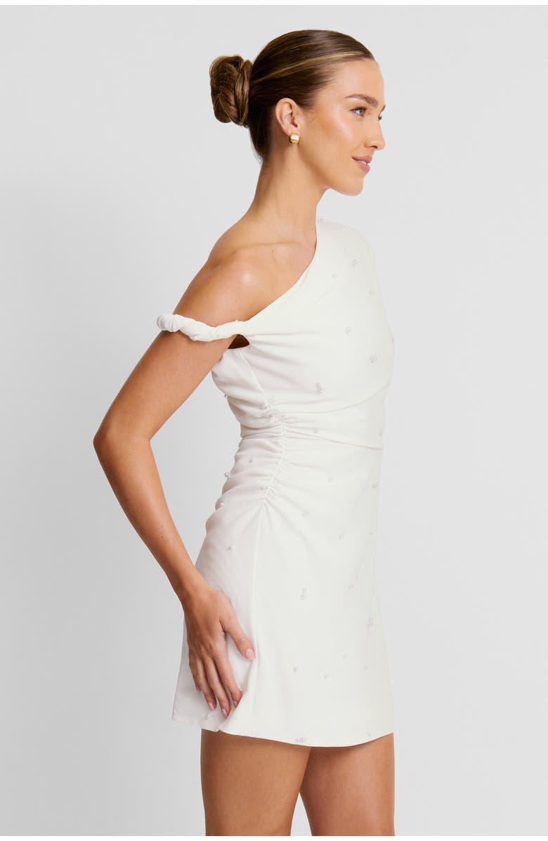 Six Stories Asymmetric Bardot Mini Dress, Alternate, color, White