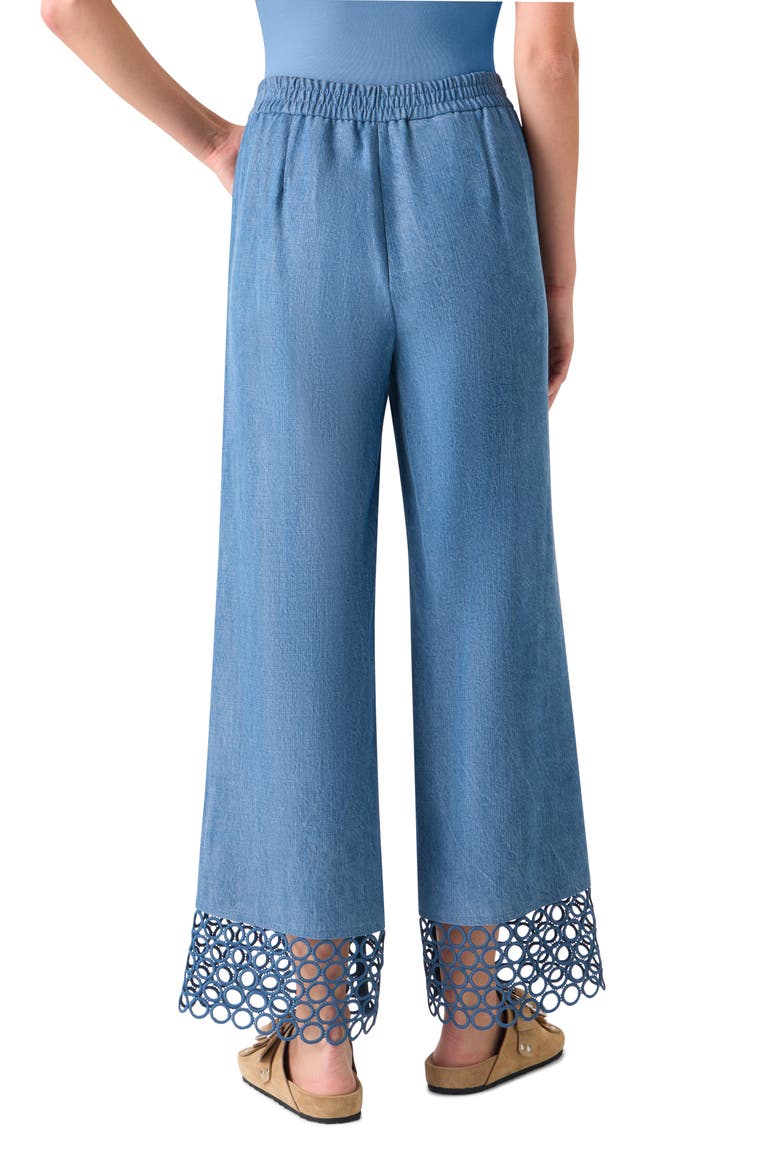 Marlon Circle Lace & Denim Wide Leg Pants, Alternate, color, MEDIUM BLUE DENIM