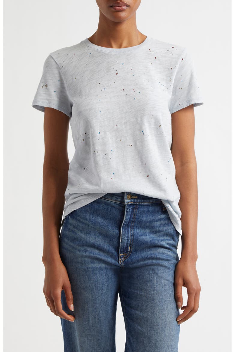Splatter Print Slub Jersey T-Shirt, Main, color, POWDER BLUE MULTIDNU