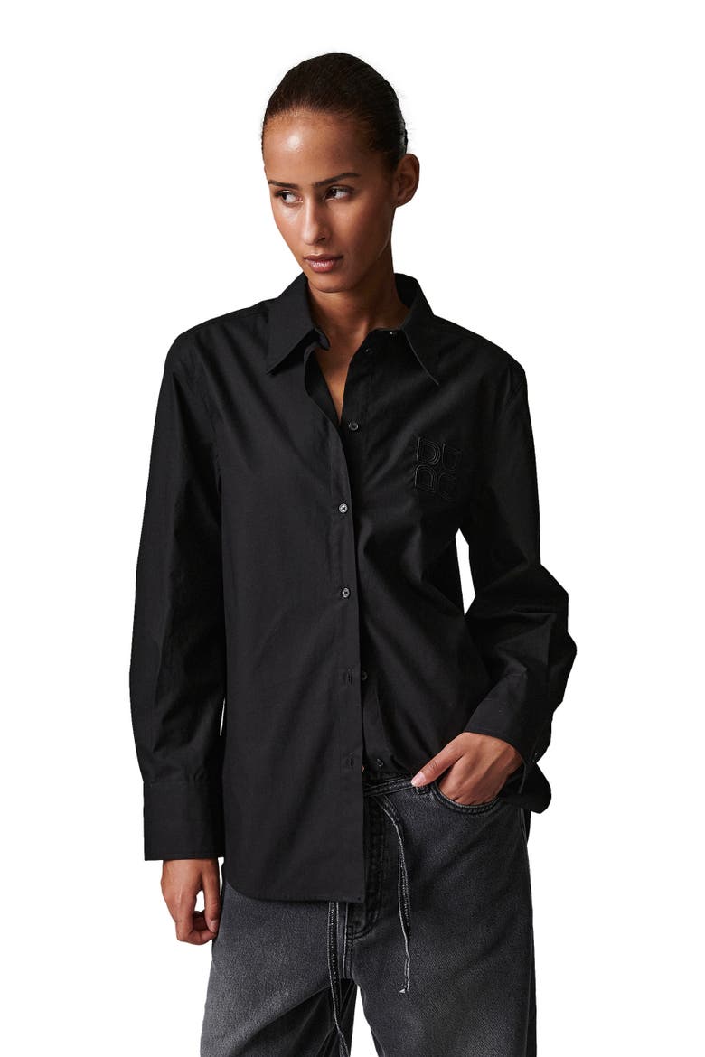 Jojo Crisp Button-Up Shirt, Main, color, Black