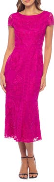 Marina Beaded Soutache Cap Sleeve Midi Dress