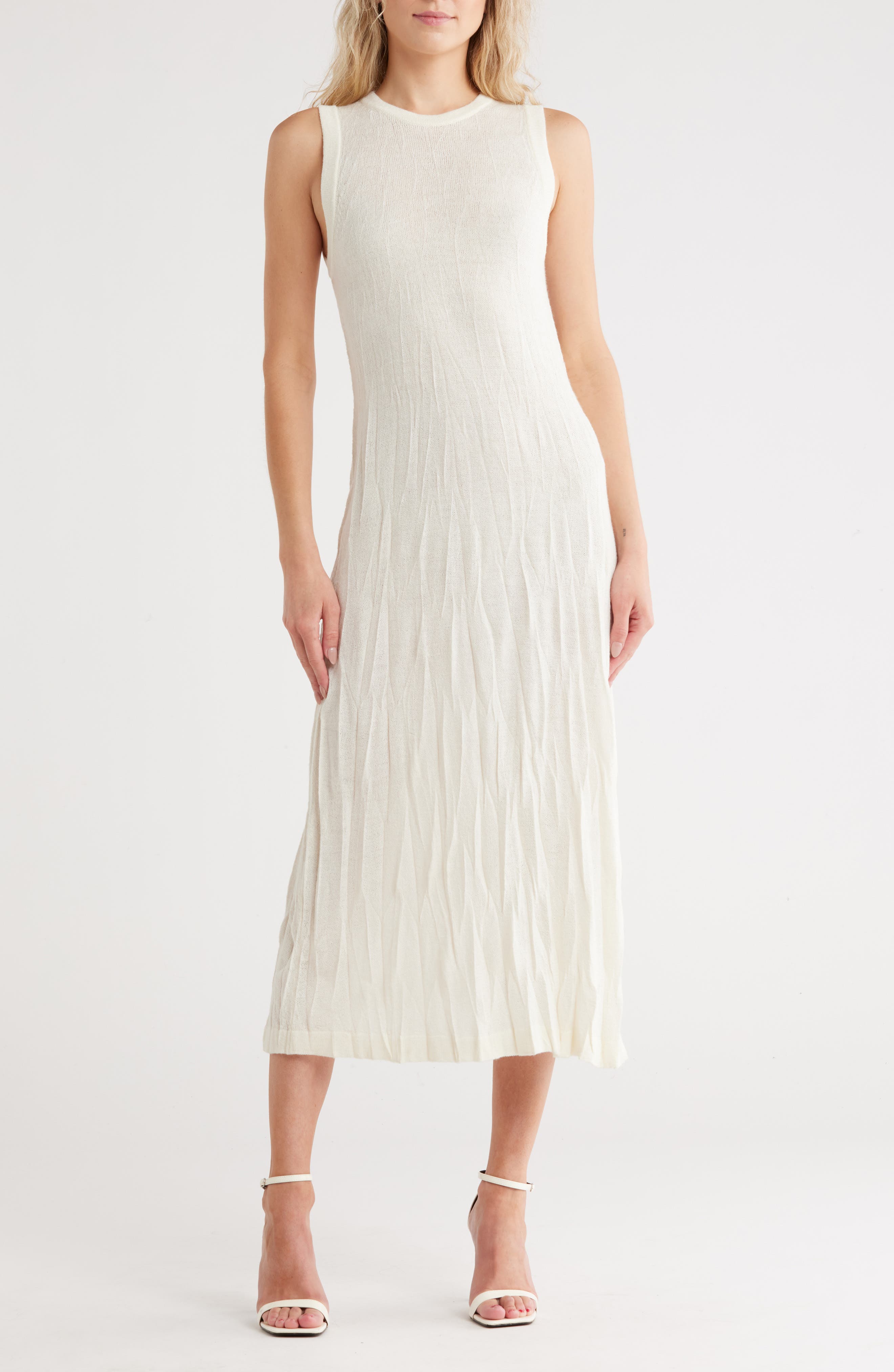 Helmut Lang Crush Sleeveless Knit Midi Dress
