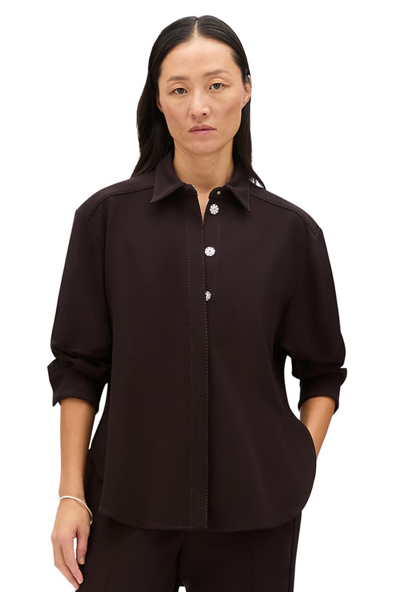Fluid Jersey Blouse, Main, color, Dark Chocolate