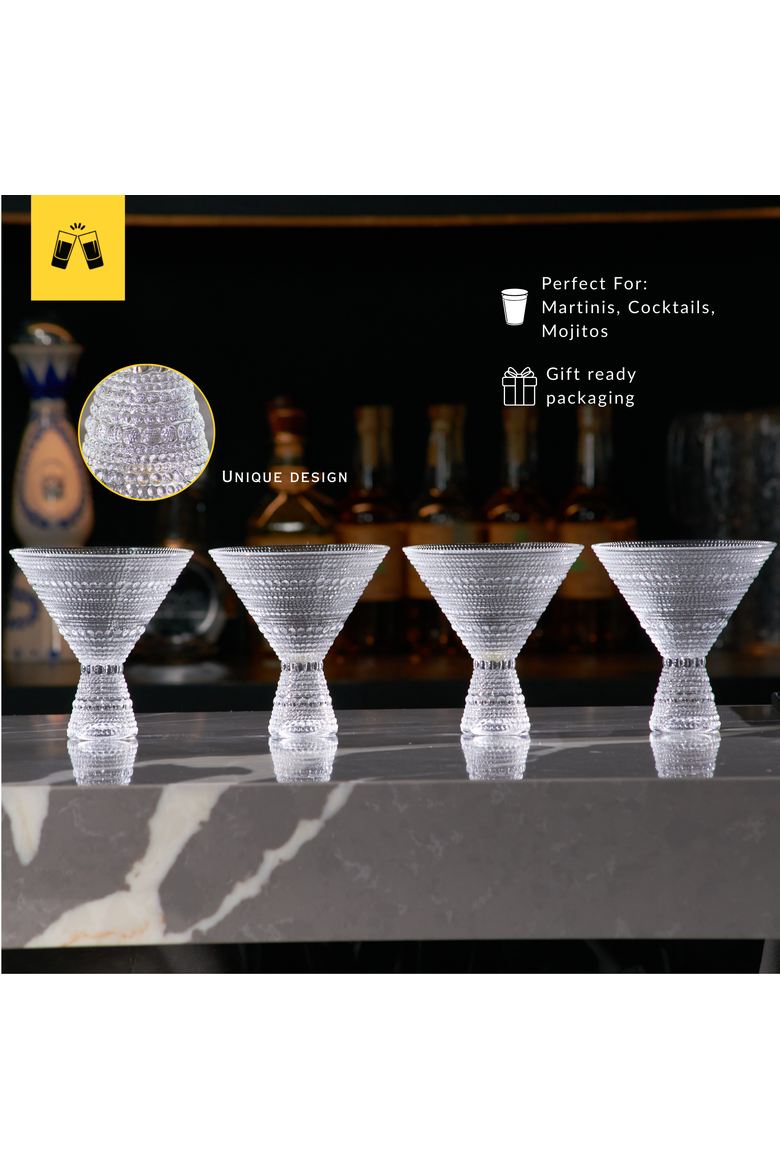 Clear Hobnail Martini Glasses, Set of 6, Alternate, color, Clear