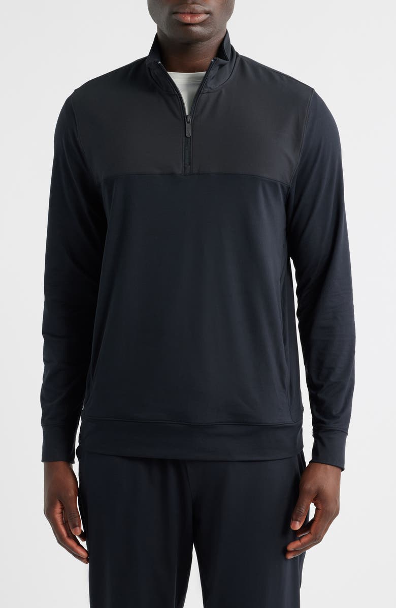 Zella Live In Hybrid Quarter Zip Pullover, Main, color, Black Caviar