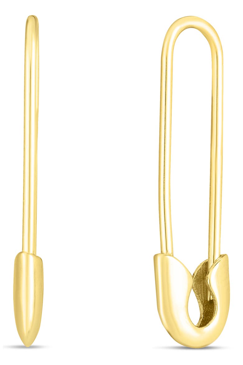 KARAT KRUSH 14K Yellow Gold Polished Safety Pin Earrings, Alternate, color, YELLOW
