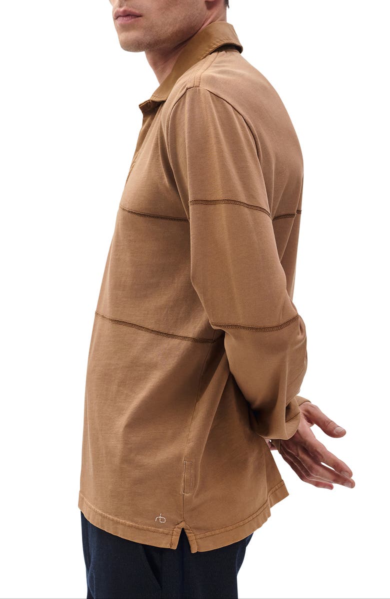 rag & bone Washed Rugby Shirt, Alternate, color, Washed Brown