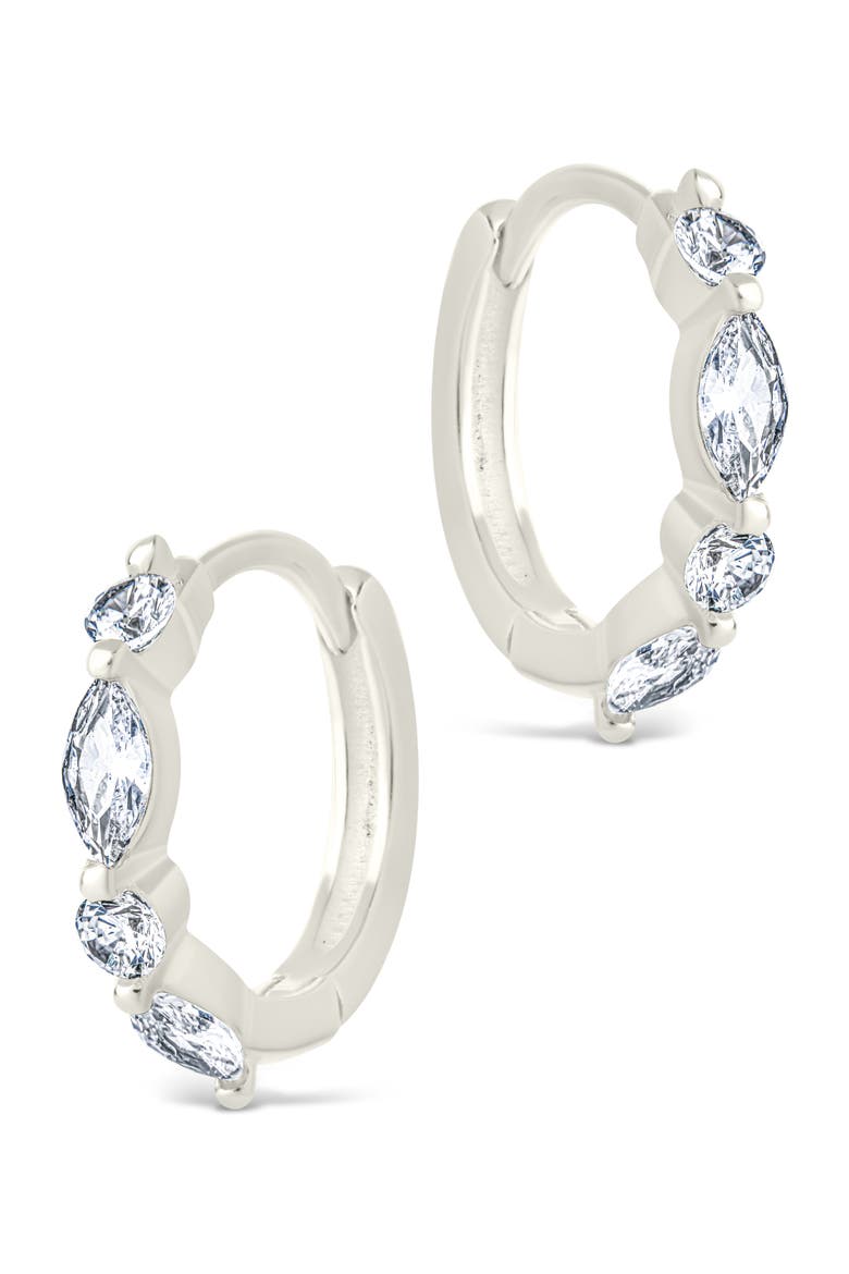 Kensington Cubic Zirconia Hoop Earrings, Alternate, color, SILVER