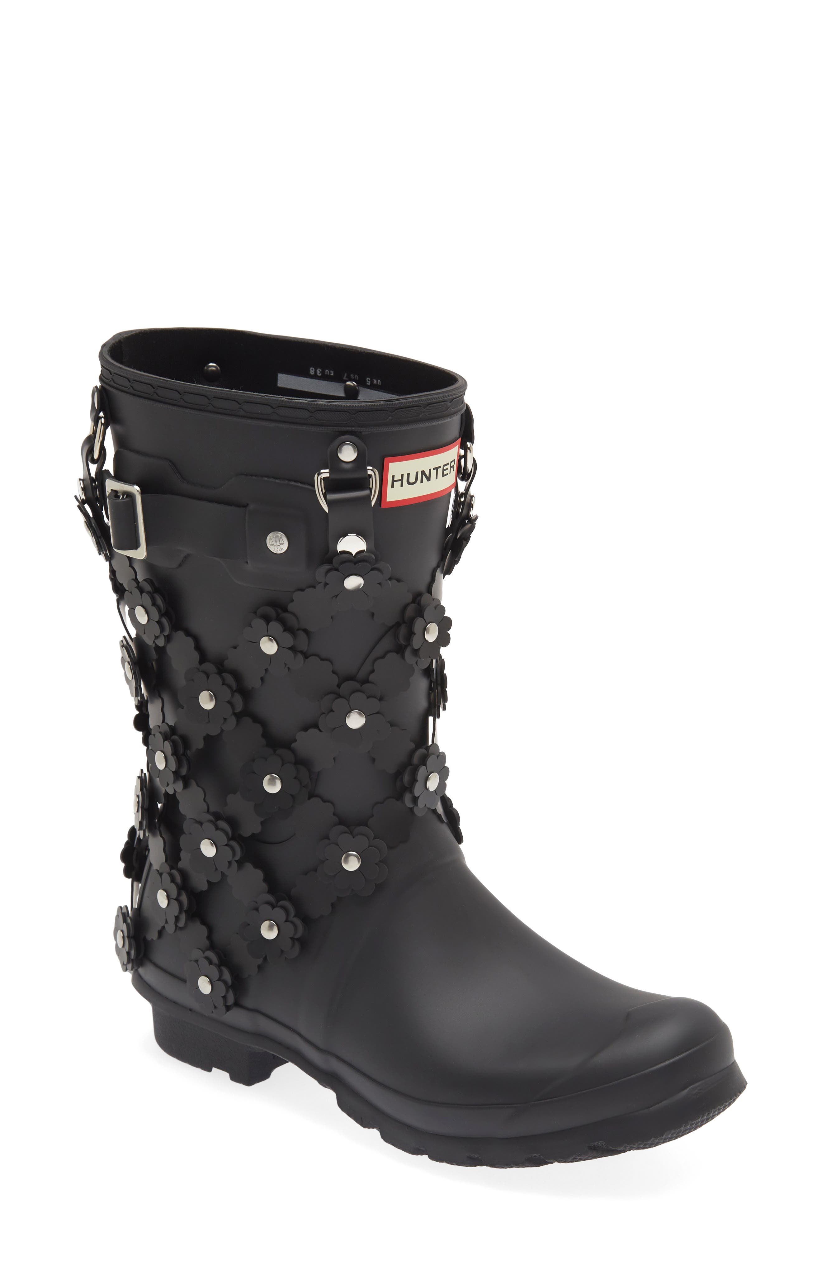 Noir Kei Ninomiya x Hunter Chain Embellished Rubber Calf Rain Boot, Main, color, 