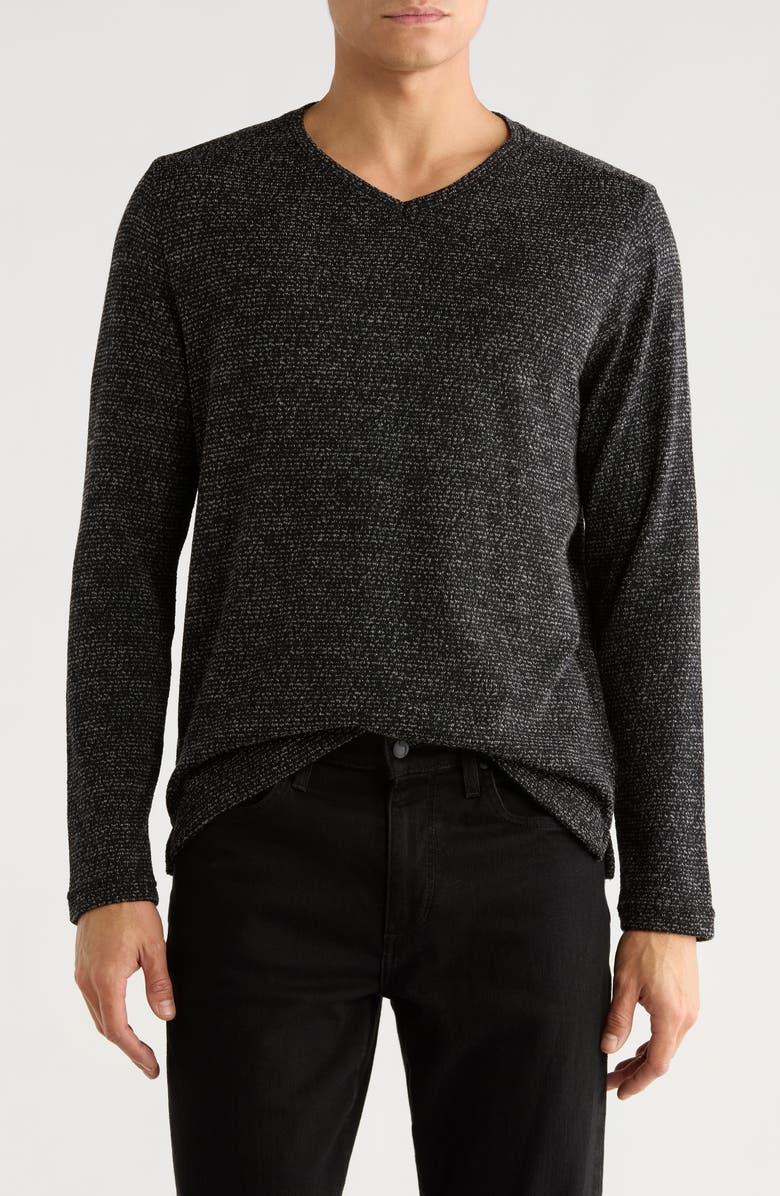 NICOBY Textured Heathered V-Neck Sweater, Main, color, Black