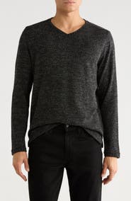 NICOBY Textured Heathered V-Neck Sweater