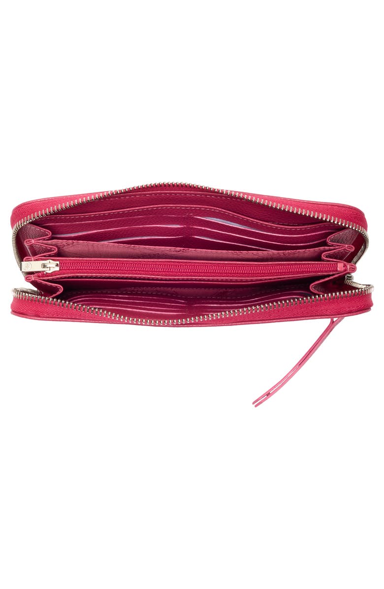 Longchamp Zip Around Leather Wallet, Alternate, color, Pink