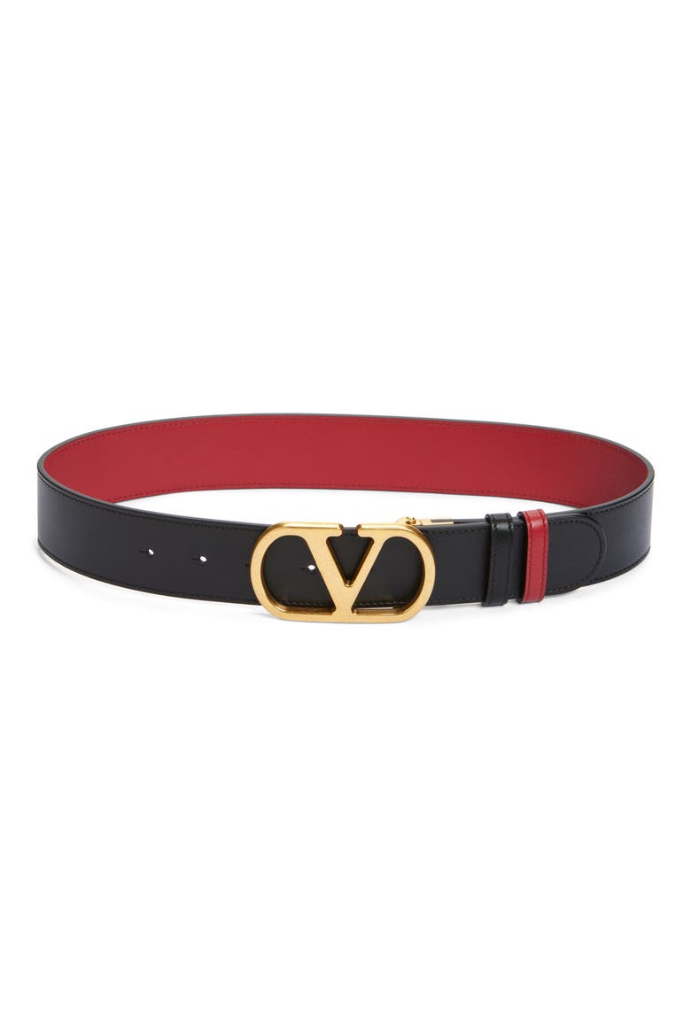 VLOGO Signature Reversible Leather Belt, Main, color, NERO/ ROSSO V