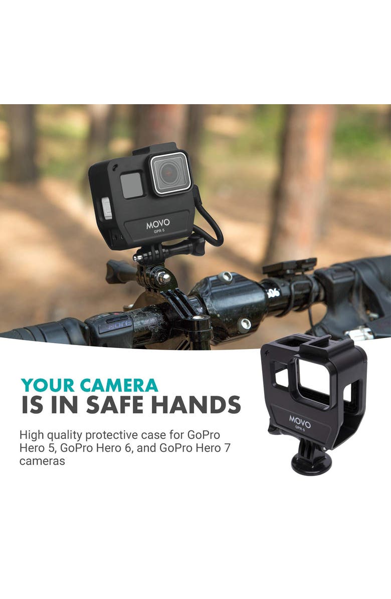 MOVO GPR-5 Media Housing Case Compatible with GoPro HERO5, HERO6, HERO7, Alternate, color, Black