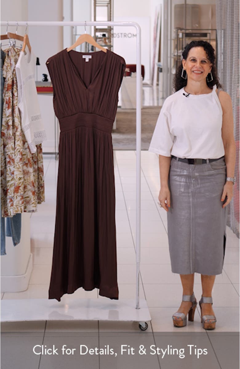 Sleeveless Smocked Satin Maxi Dress