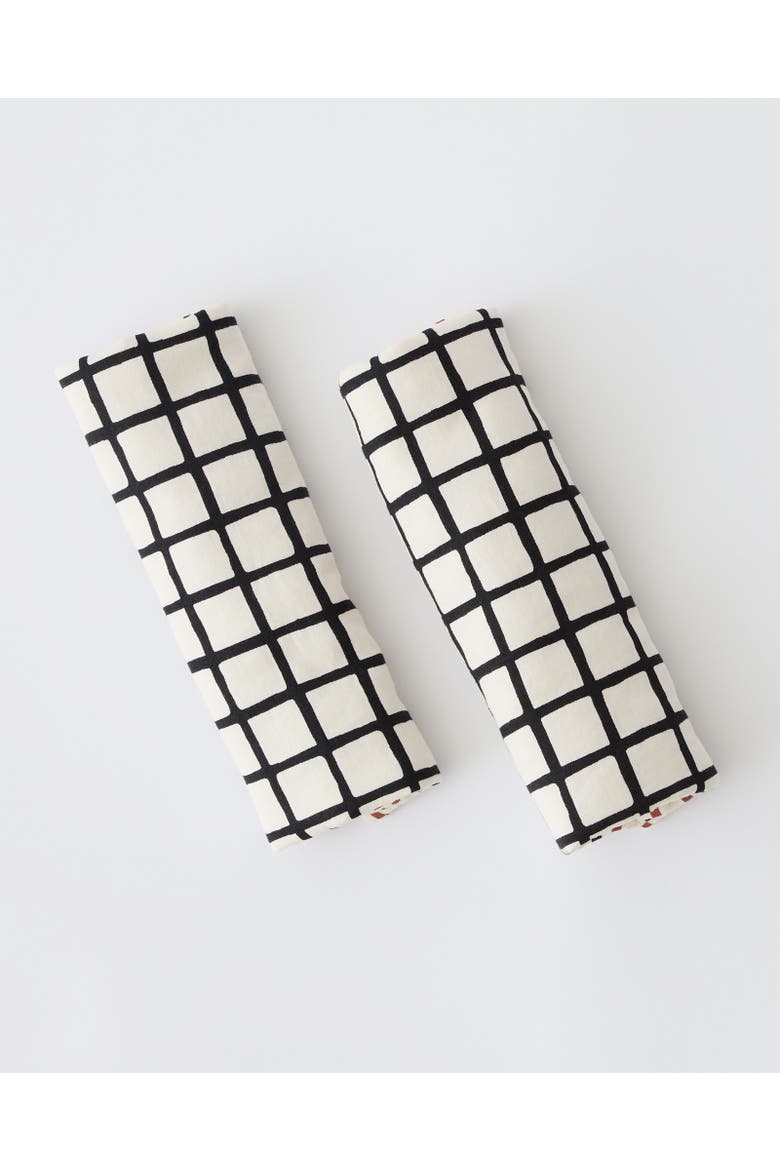 Stroller Party Seat Liner & Strap Covers, Alternate, color, Black Grid