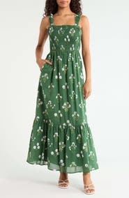 SUGARLIPS Kestrel Placed Floral Cotton Maxi Sundress
