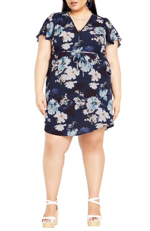 Megan Floral Print Minidress (Plus)