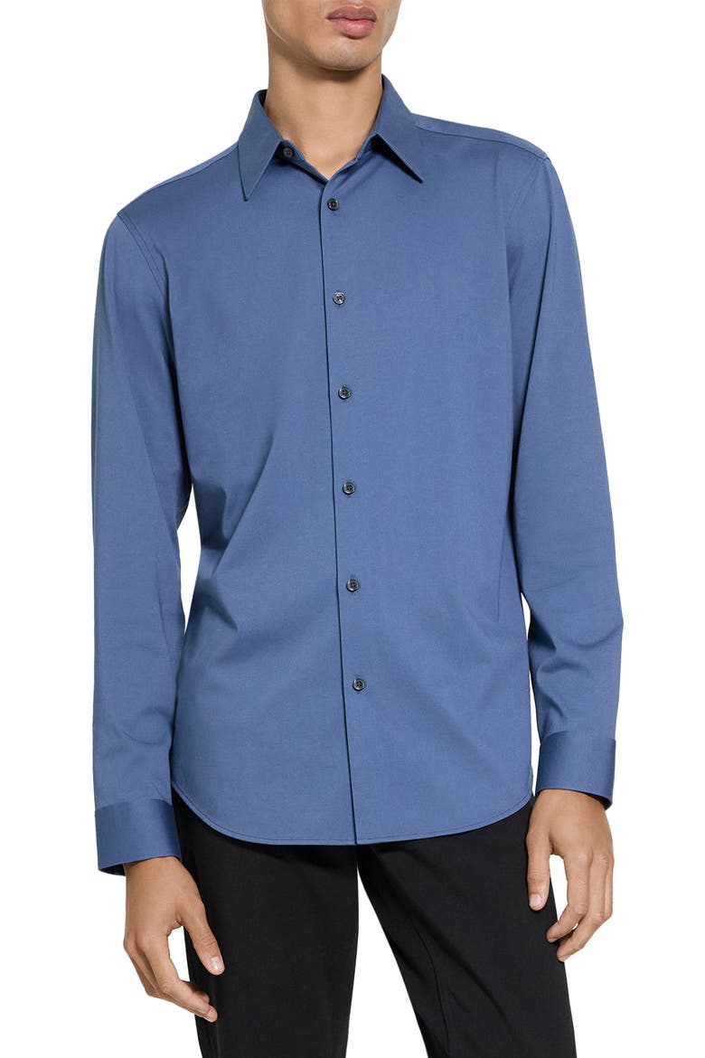 Sylvain ND Structure Knit Button-Up Shirt, Main, color, BERING - 0CS