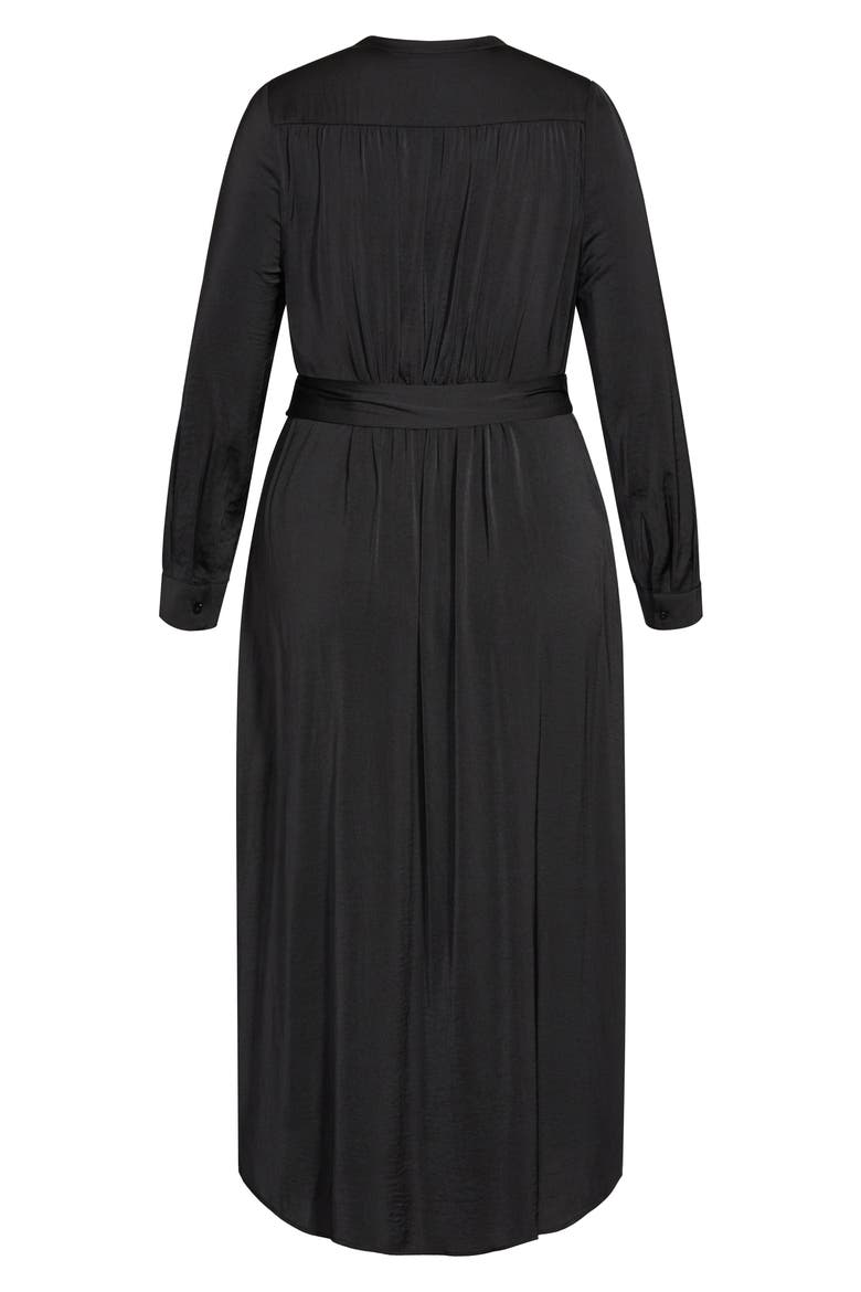 Belted Long Sleeve Shirtdress, Alternate, color, BLACK