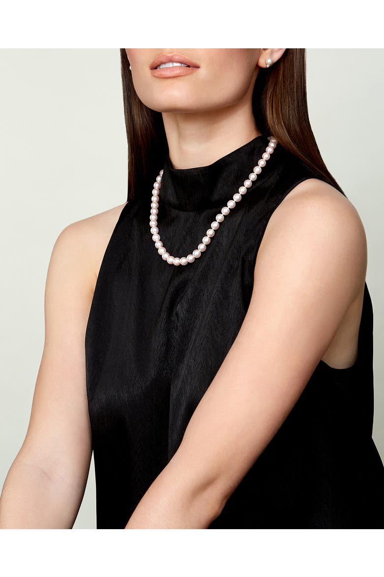 9.0-9.5mm Japanese Akoya White Pearl Necklace - AA+ Quality, Main, color, Yellow Gold Clasp