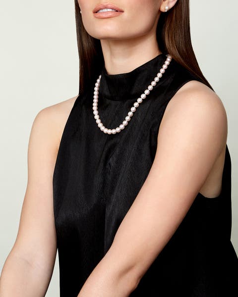 9.0-9.5mm Japanese Akoya White Pearl Necklace - AA+ Quality