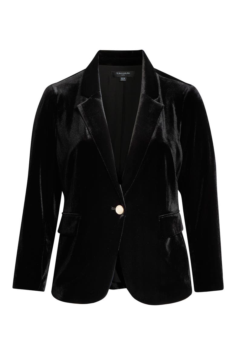 Velvet One-Button Blazer, Alternate, color, BLACK