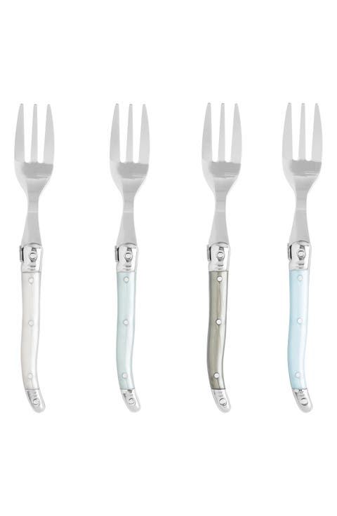 Set of 4 Faux Mother-of-Pearl Assorted Dessert Forks