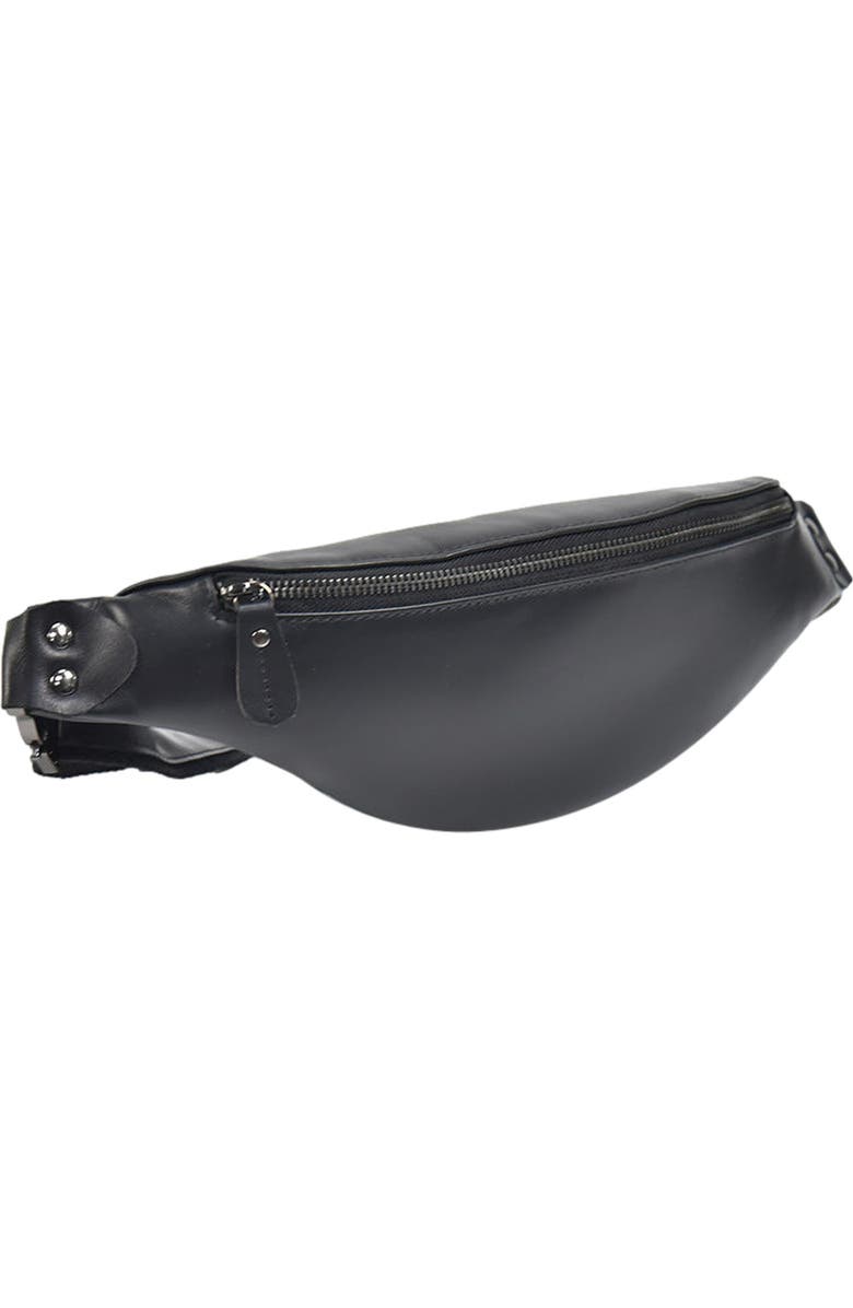 STEEL HORSE LEATHER Sigrid Smooth Black Leather Waist Bag | Smooth Black Leather Fanny Pack, Main, color, Black