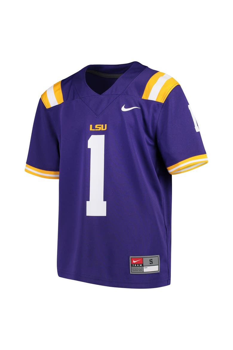 Youth Nike #1 Purple LSU Tigers Team Replica Football Jersey, Alternate, color, Purple
