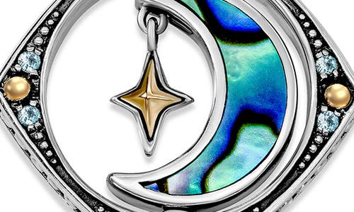 Samuel B. Two-tone Abalone & Blue Topaz Moon & Star Pendant In Blue/green