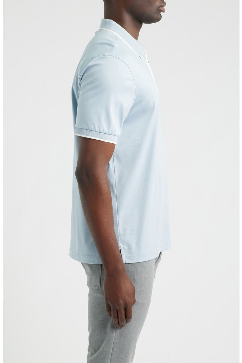 Pima Cotton Quarter Zip Polo, Alternate, color, HAZY BLUE