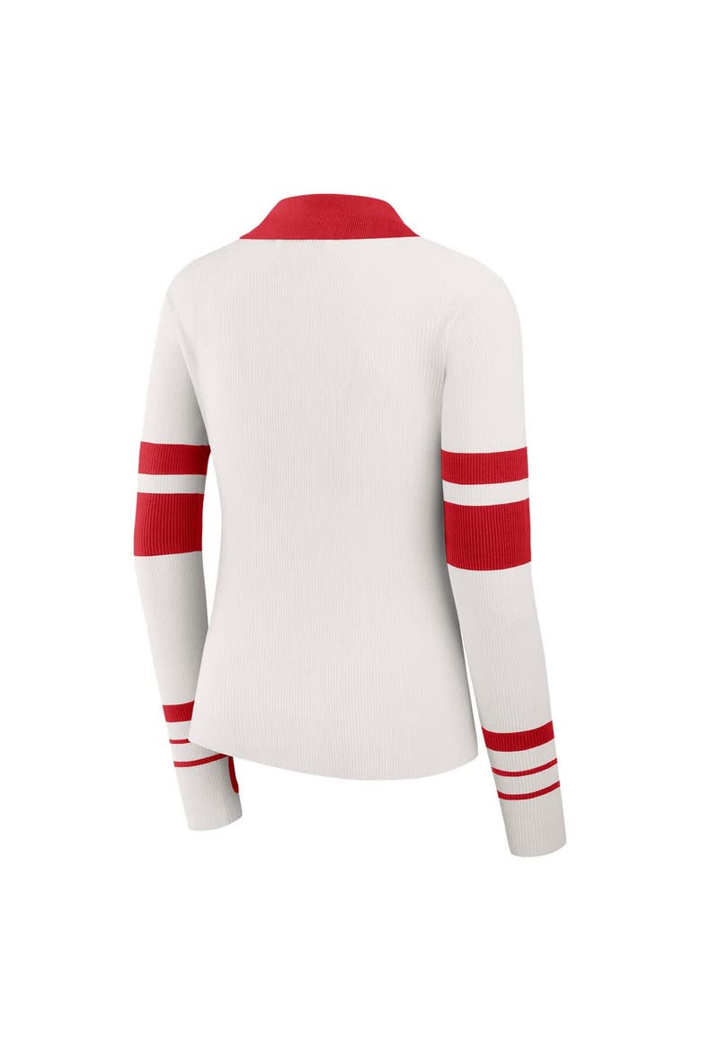 Women's WEAR by Erin Andrews White San Francisco 49ers Ribbed Henley Polo Sweater, Alternate, color, White