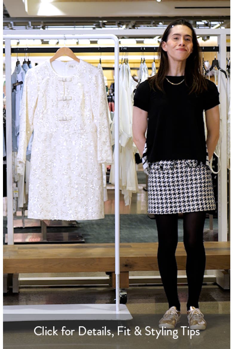 Bow Detail Sequin Tweed Sheath Dress video