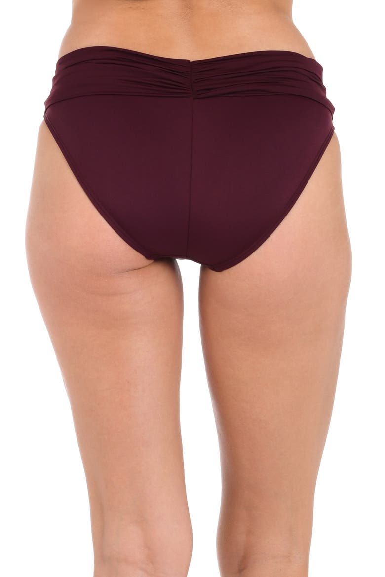Island Goddess Hipster Bikini Bottoms, Alternate, color, DARK CHERRY