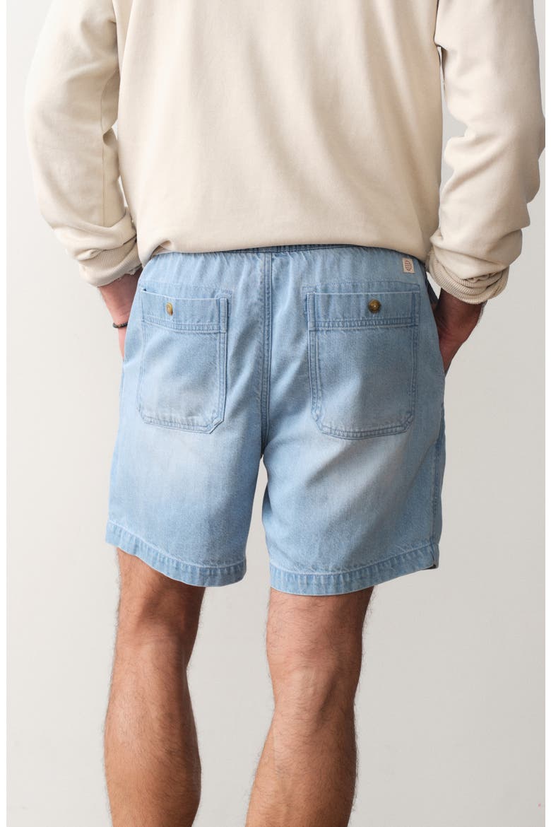 Saturaday Drawstring Denim Shorts, Alternate, color, LIGHTWASH