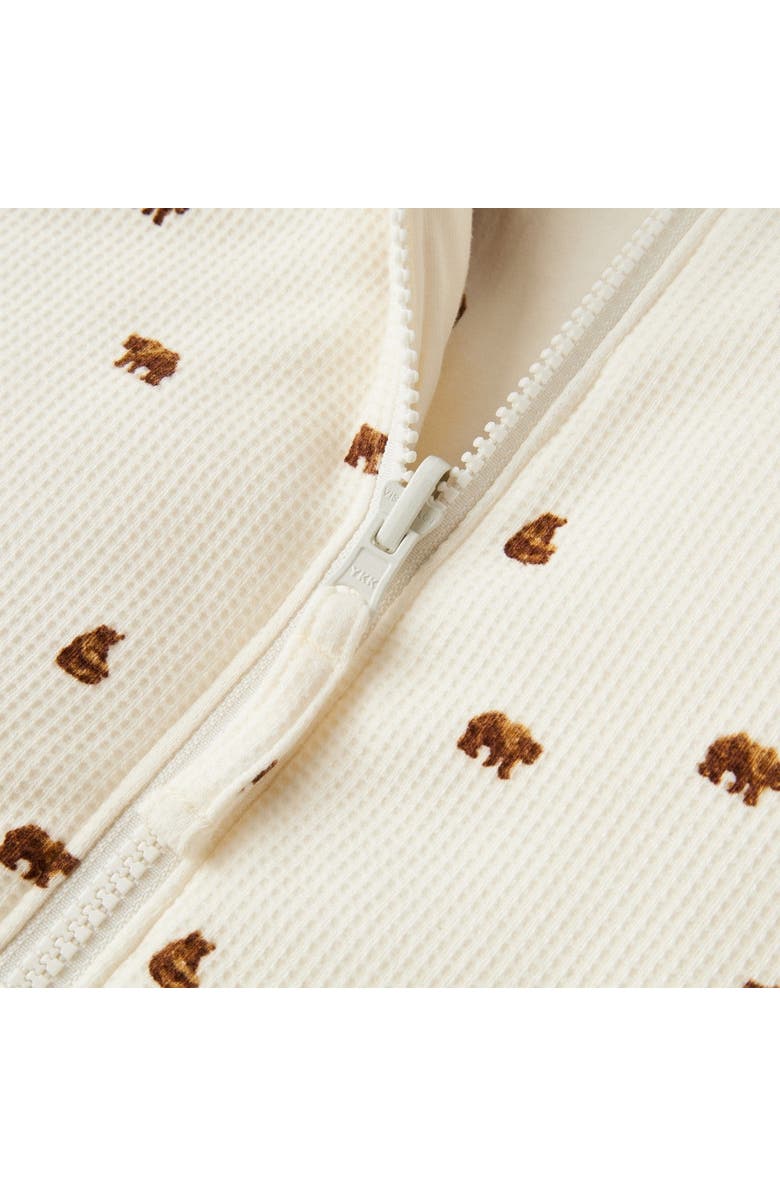 Milkbarn Reversible Waffle Knit Hooded Jacket, Alternate, color, Honey Bear