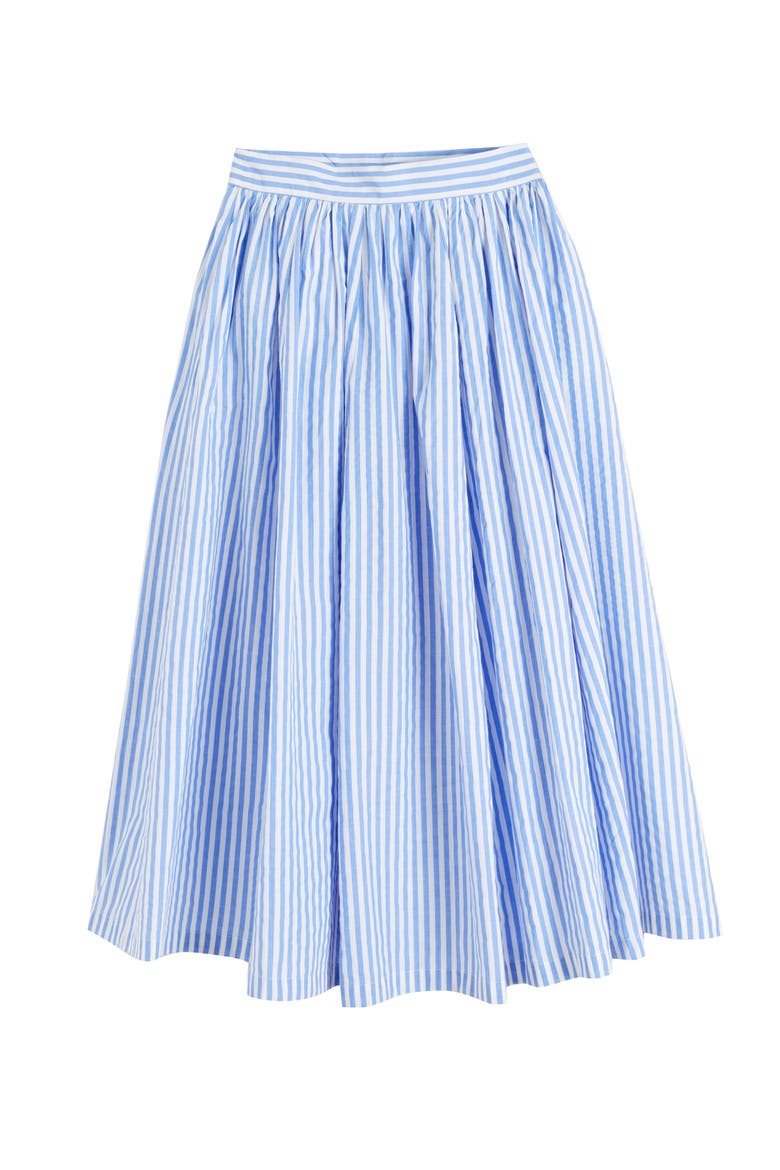 Cotton Oxford A-Line Stripe Skirt, Alternate, color, Blue Stripe