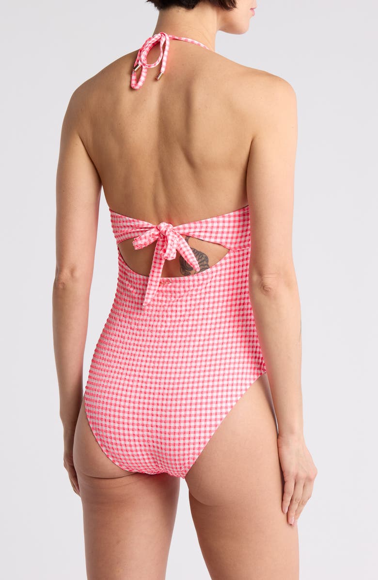 Betsey Johnson Heart Cutout Bandeau One-Piece Swimsuit, Alternate, color, 