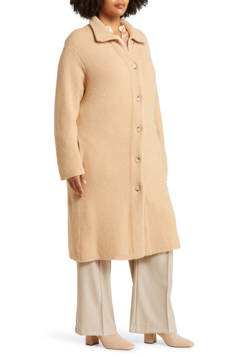 Collared Cardigan Sweater Coat, Alternate, color, LT BRITTLE