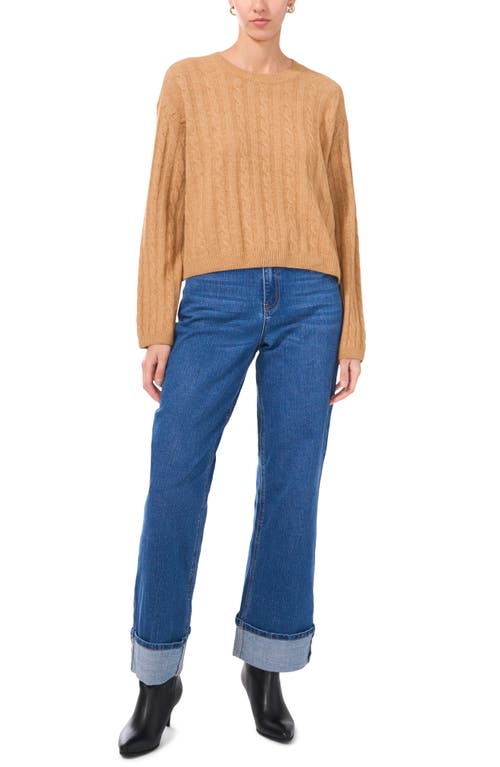 1.state Mixed Stitch Crewneck Sweater In Wild Oak
