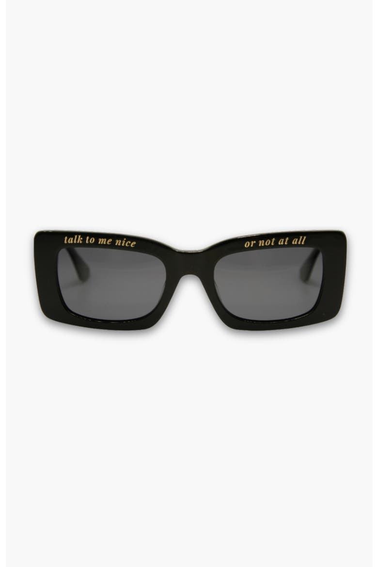 Talk To Me Nice Square Polarized Sunglasses, Main, color, Black