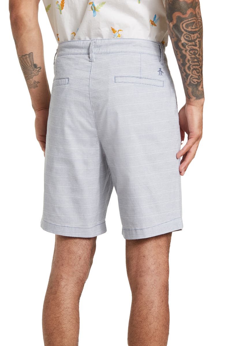 Original Penguin Slim Feeder Stripe Shorts, Alternate, color, Bering Sea
