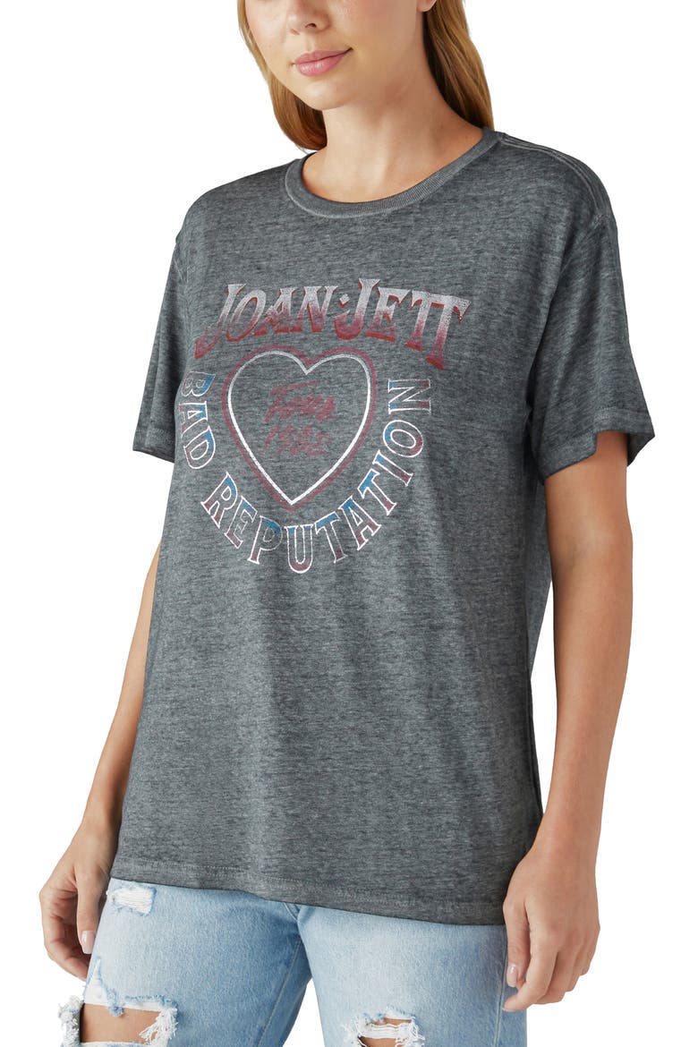Joan Jett Bad Reputation Burnout Graphic Tee, Alternate, color, JET BLACK