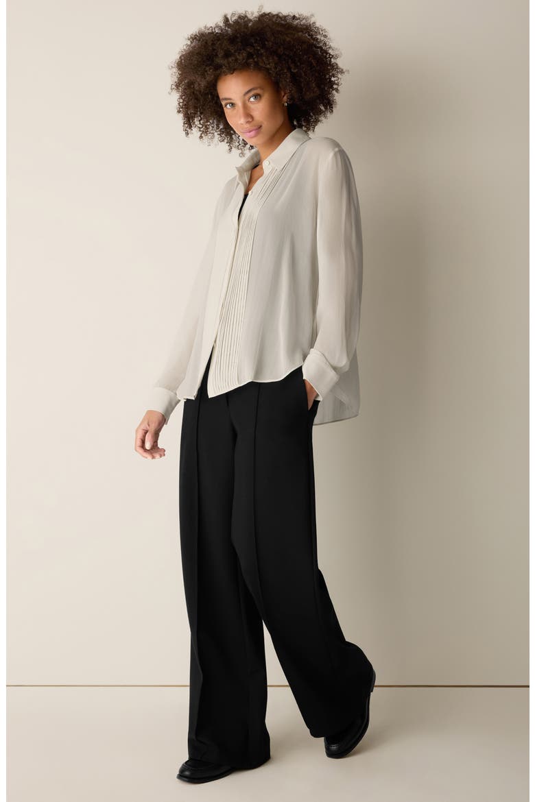 Pintucked Silk Shirt, Alternate, color, PLASTER
