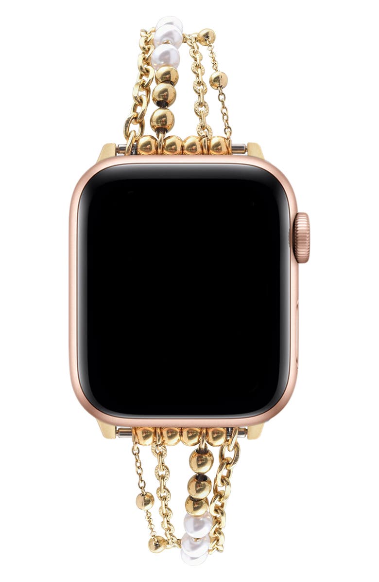 The Posh Tech Michelle Stainless Steel Apple Watch<sup>®</sup> Watchband, Alternate, color, Gold