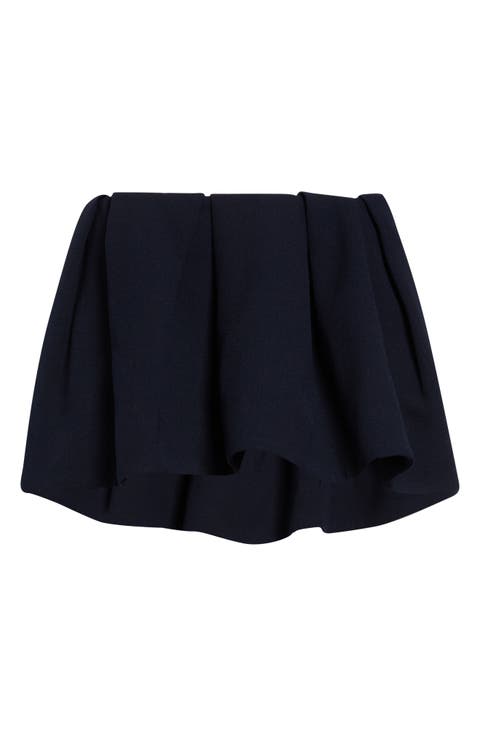 Pleated Wool Miniskirt