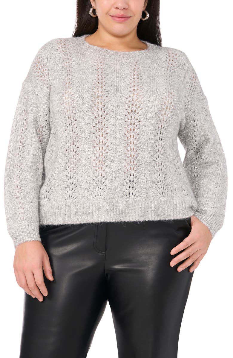 Vince Camuto Sequin Pointelle Sweater, Main, color, 
