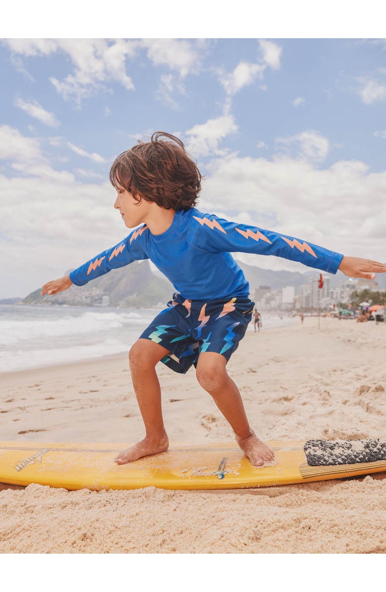Tea Collection Mid-Length Swim Trunks, Alternate, color, Rainbow Lightning Bolt